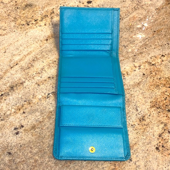 Prada Saffiano Leather Tri-fold Turchese Wallet - Picture 8 of 13